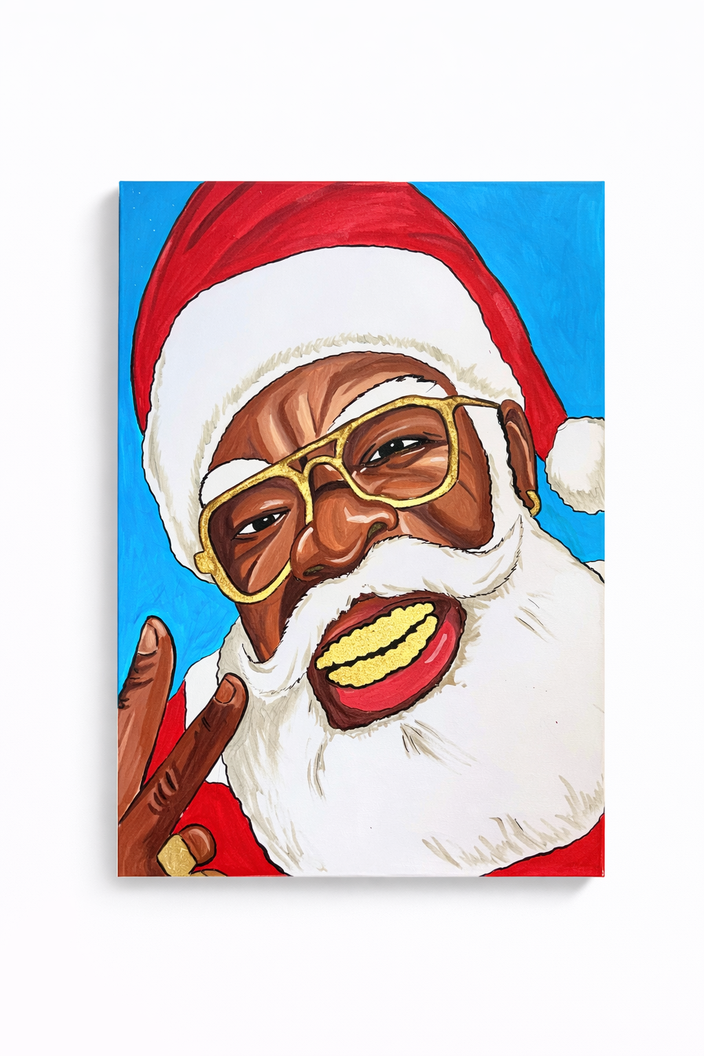 BLACK SANTA PAINTING